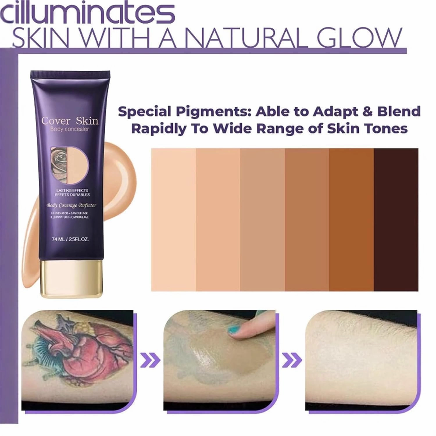 All over Complexion Perfector, Body Coverage Perfector, Tattoo Cover up Waterproof, Cream Body Makeup, Transfer-Resistant Body Makeup, Long Last Body Foundation (2PCS)