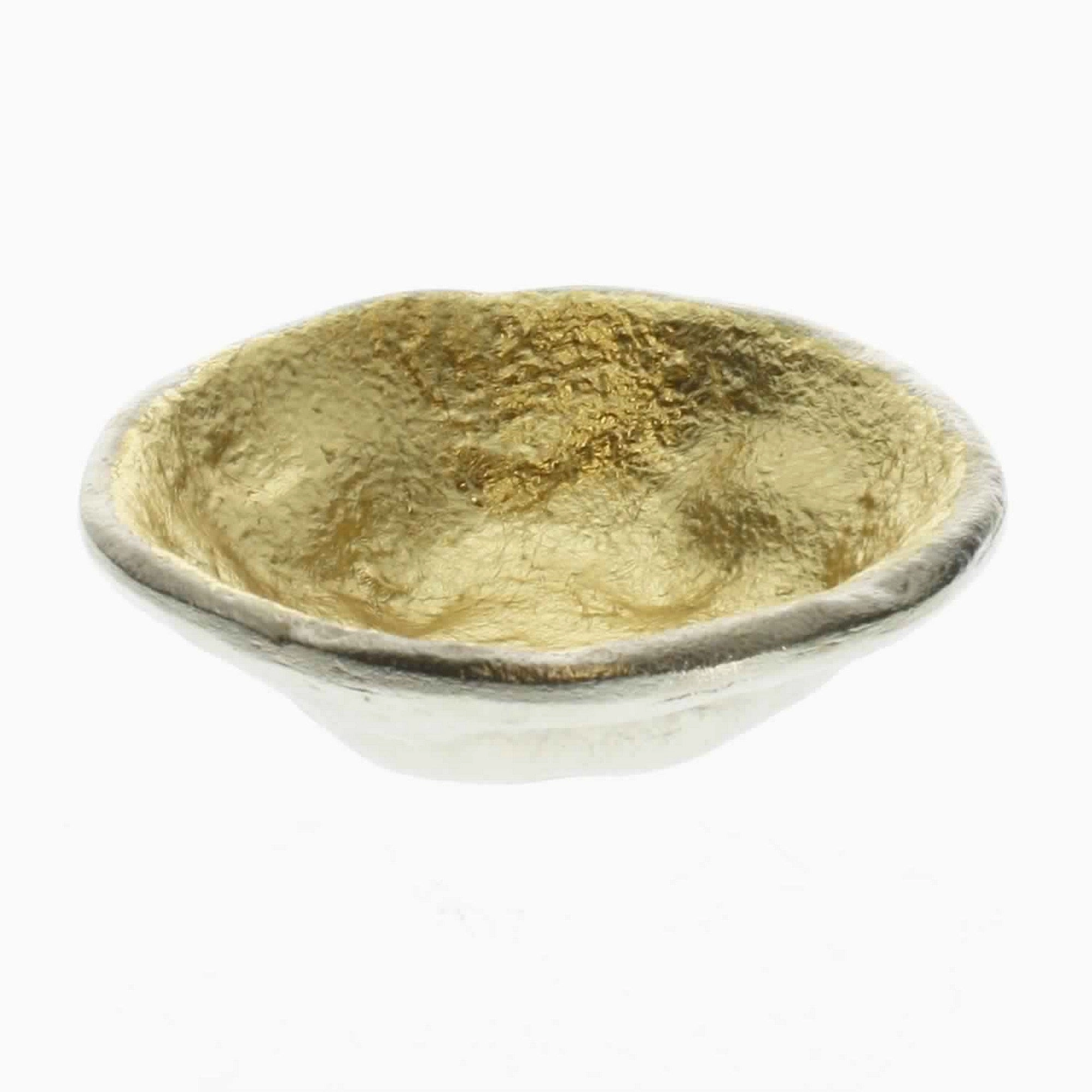 Aluminum Bowl with Shimmering Gold Leaf Interior; Small; Gold and Silver; DunaWest