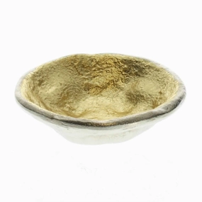 Aluminum Bowl with Shimmering Gold Leaf Interior; Small; Gold and Silver; DunaWest