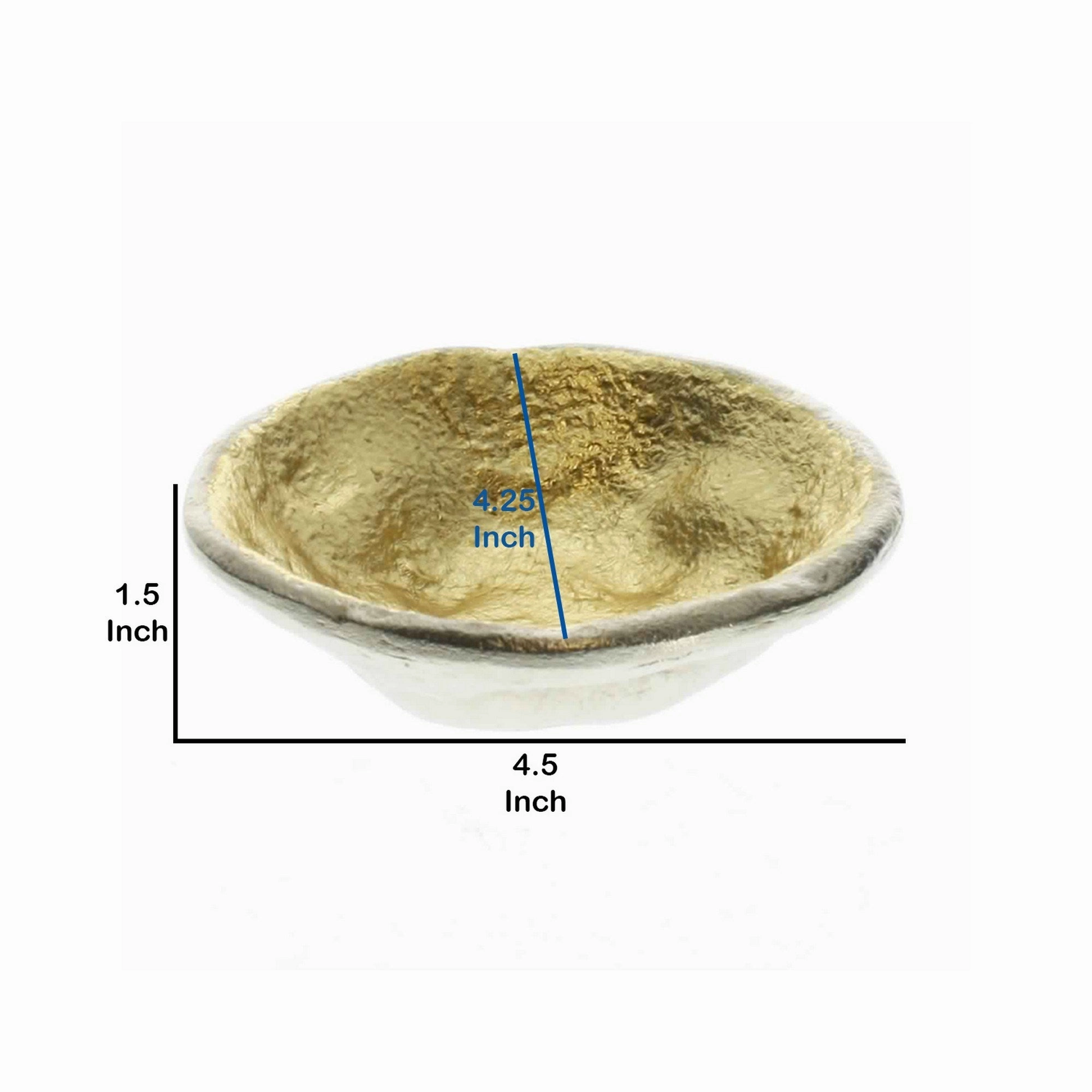 Aluminum Bowl with Shimmering Gold Leaf Interior; Small; Gold and Silver; DunaWest