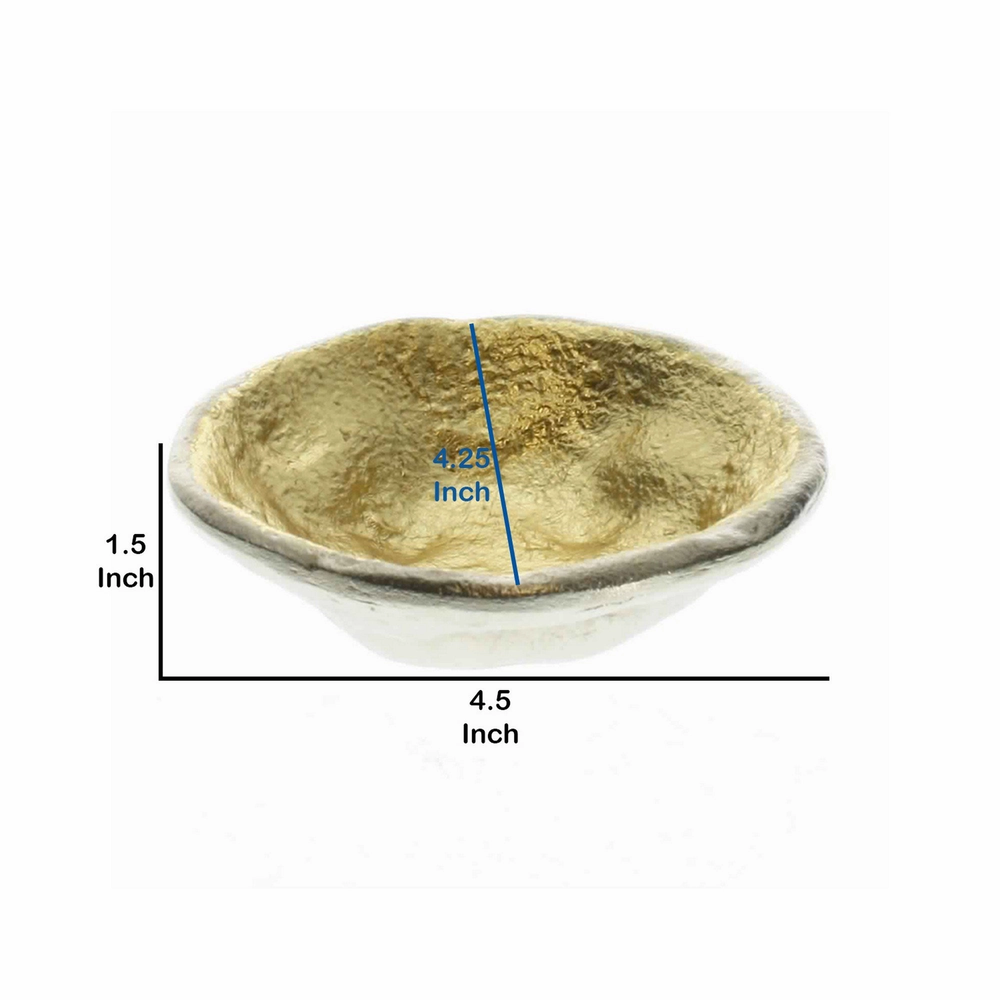 Aluminum Bowl with Shimmering Gold Leaf Interior; Small; Gold and Silver; DunaWest
