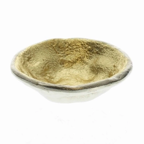 Aluminum Bowl with Shimmering Gold Leaf Interior; Small; Gold and Silver; DunaWest