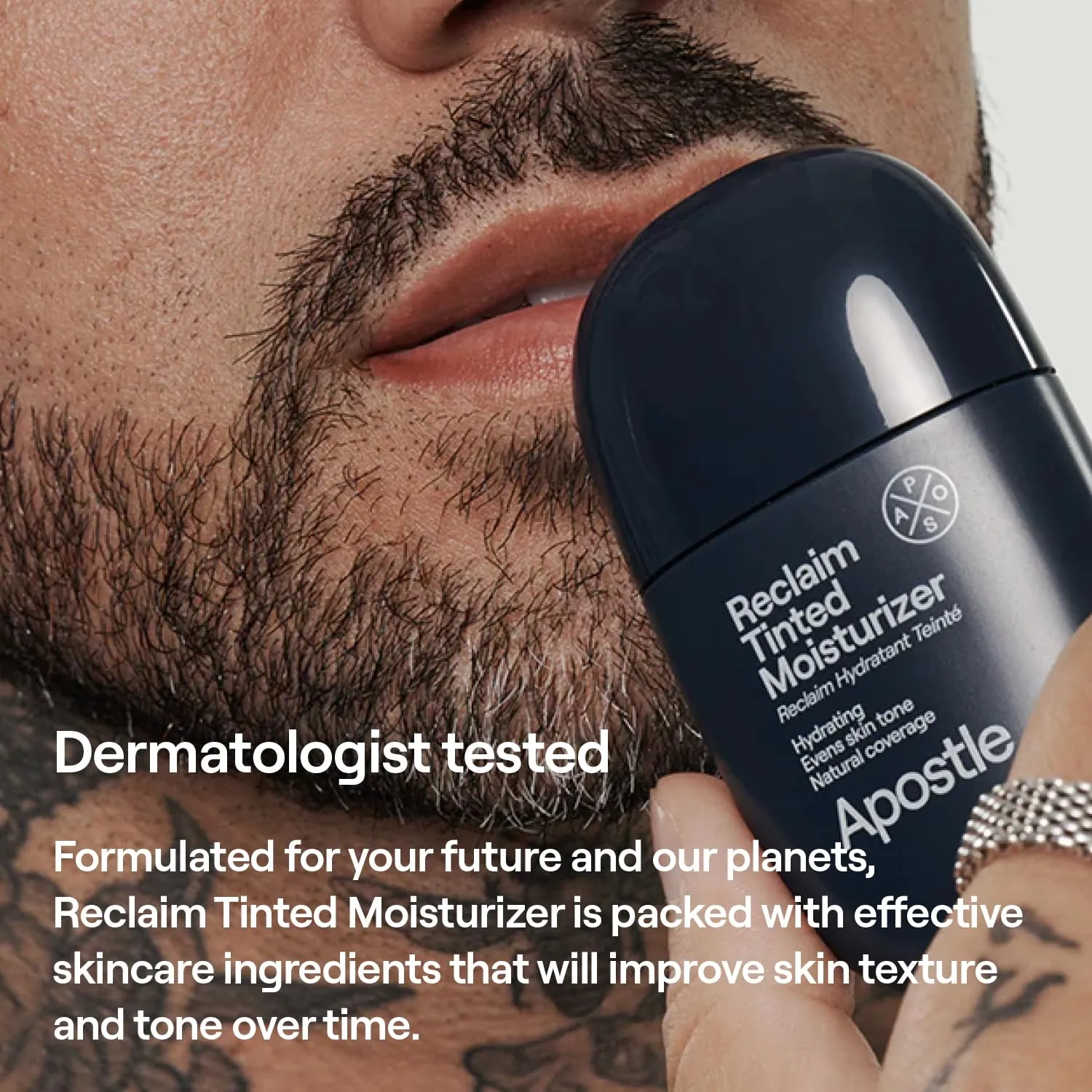 APOSTLE Reclaim Tinted Moisturizer for Men (6 Cornwall) - Niacinamide, Vitamin E, Squalane, Hyaluronic Acid, Tinted Face Moisturizer For Men. Hydrates, Evens Skin Tone, Reduces Fine Lines, 1 Fl. Oz.