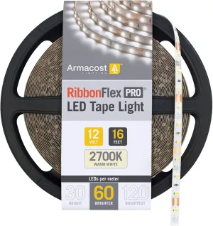 Armacost Lighting 132230 16.4 ft. LED Tape Light Soft White (2700K) RibbonFlex Pro Series 60, Dimmable, 250 Lumens per ft., 12-Volt
