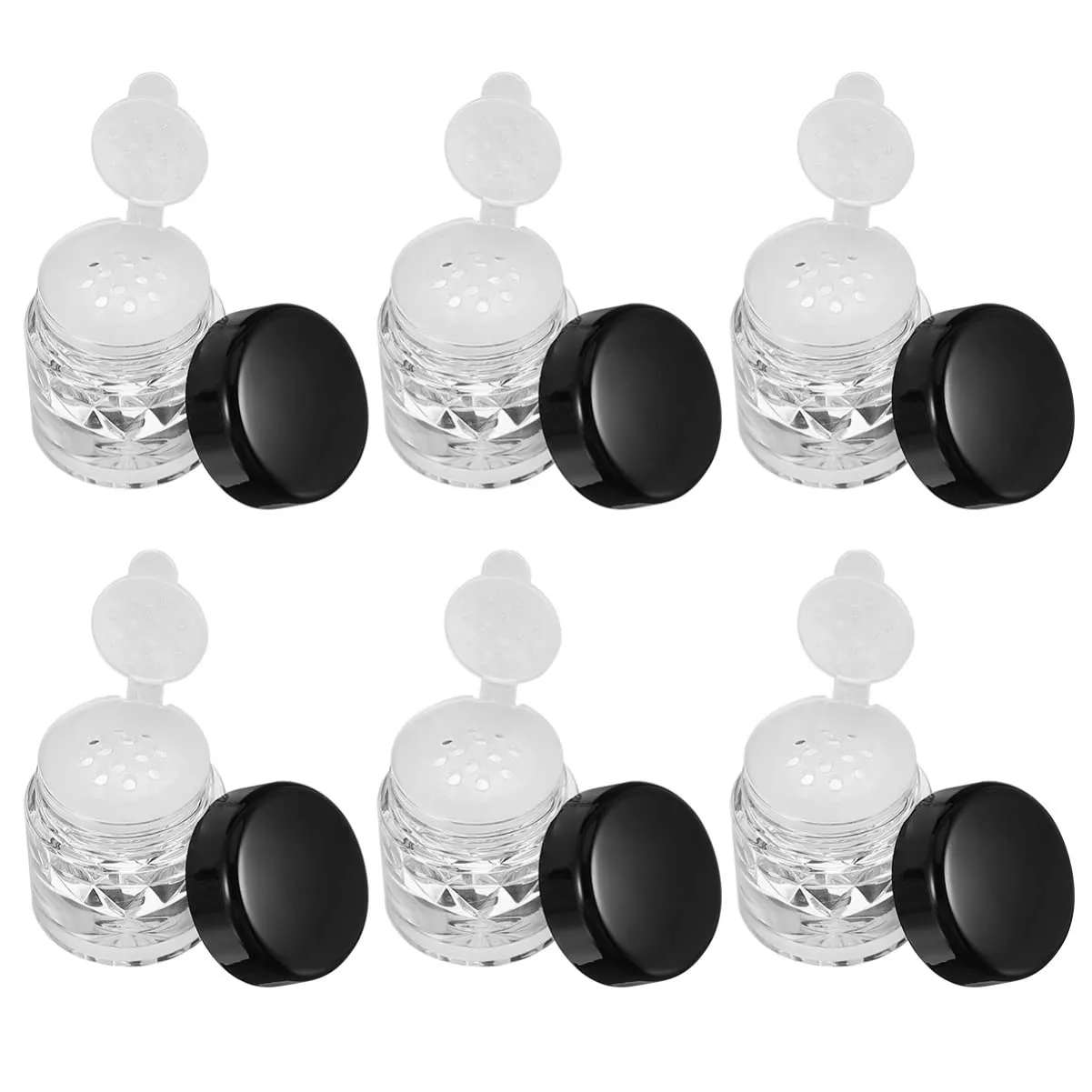 ARTIBETTER 10pcs 3ML Mini Empty Loose Bottle Loose Container Eye- shadow Bottle Box Concealer Dispenser Case with 12 Holes Sifter and Lids (Black)
