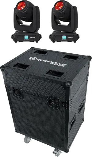 Audiosavings Bundle: (2) Chauvet DJ Intimidator Beam 140SR DMX Moving Head Beam w/Discharge Light Engine Bundle with Rockville RMH2B Black Case for American DJ/Martin Moving Head Lights (3 Items)