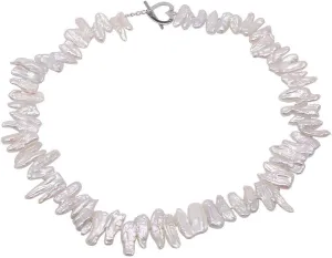 Baroque Pearl Necklace Unique 10×17-14×28mm White Stick Freshwater Pearl Necklace for Women Holiday Gift 19"