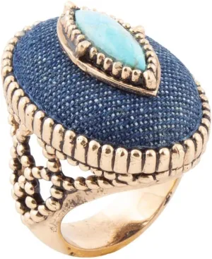 Barse Jewelry Stacked Blue Turquoise and Denim Golden Statement Ring