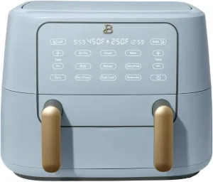 Beautiful 9-Quart TriZone Air Fryer by Drew Barrymore – Dual Cooking Zones, 1700W, Touch-Activated Display, Non-Stick, Dishwasher Safe (Cornflower Blue)