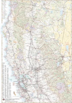 Benchmark Maps: Northern California Recreation Wall Map - 26 x 37 inches - Art Quality Print on Polypropylene