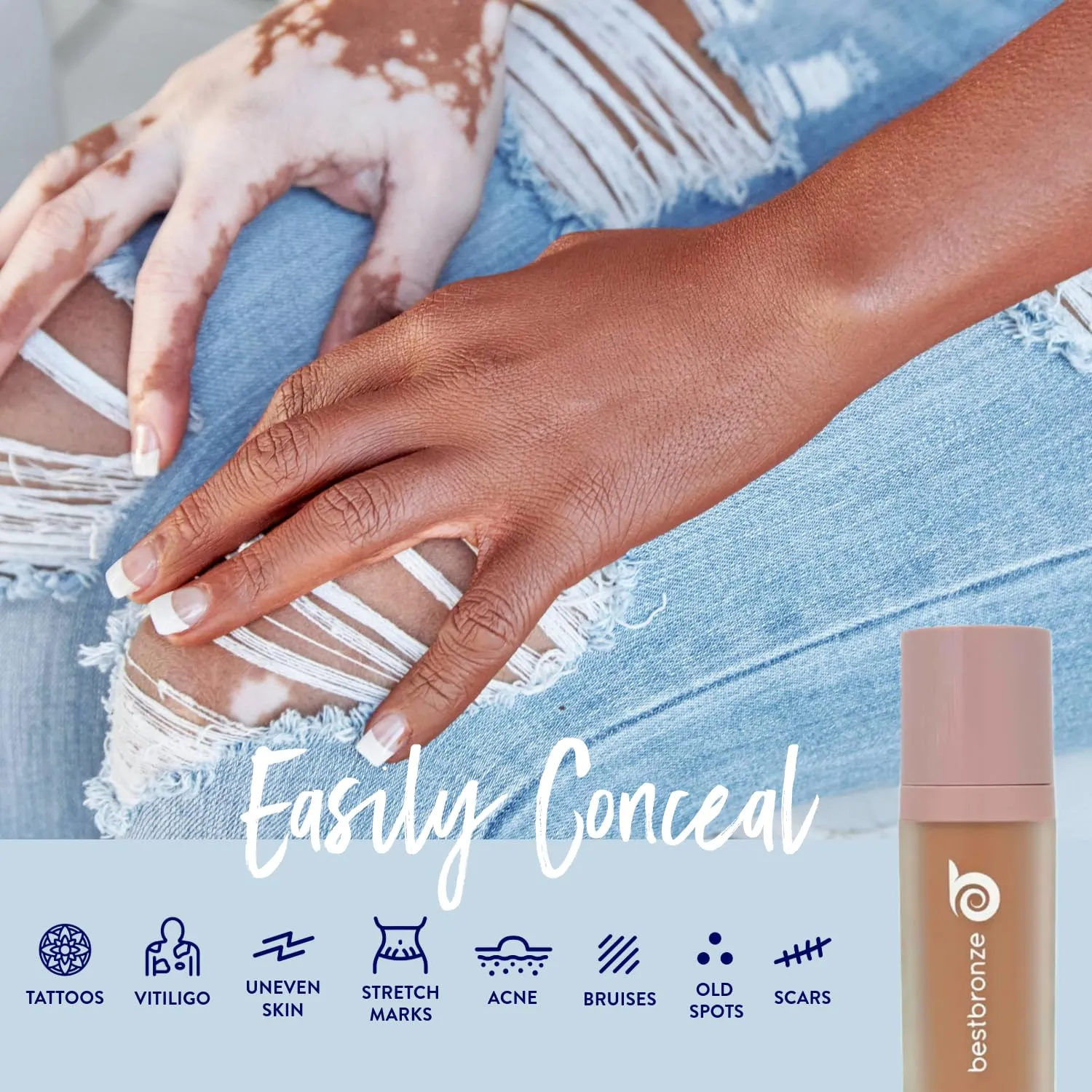 Best Bronze Bombshell Body Makeup - Tattoo Cover Up Makeup & Body Foundation Waterproof - Tattoo Concealer Waterproof for Scars, Varicose Veins Cover Up & Leg Foundation (NW49 Dark)