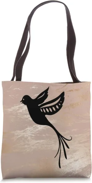 Bird in Flight on Gold Background Tote Bag