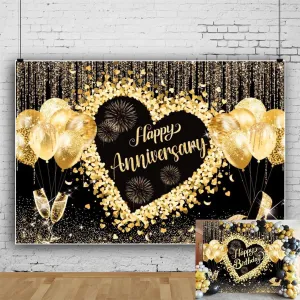 Black and Golden Birthday Backdrop for Women 10x8ft Balloons High Heel Sweet Love Heart Happy Birthday Photography Background for Women Birthday Backdrop for Party Decorations Studio Photo Booth Props