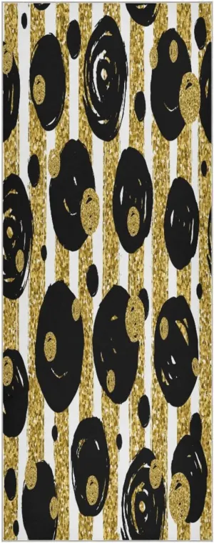 Black Golden Circles Yoga Towel,Hot Yoga Mat Towel with Grip Dots Sweat Absorbent Non-Slip for Hot Yoga, 24" x72",Soft Yoga Blankets with Travel Bag,Pilates and Workout