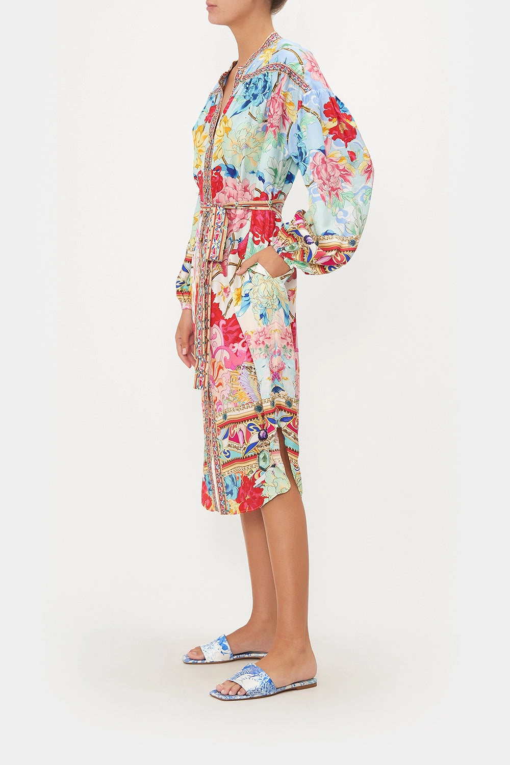 BLOUSON SLEEVE MIDI DRESS GO STAG