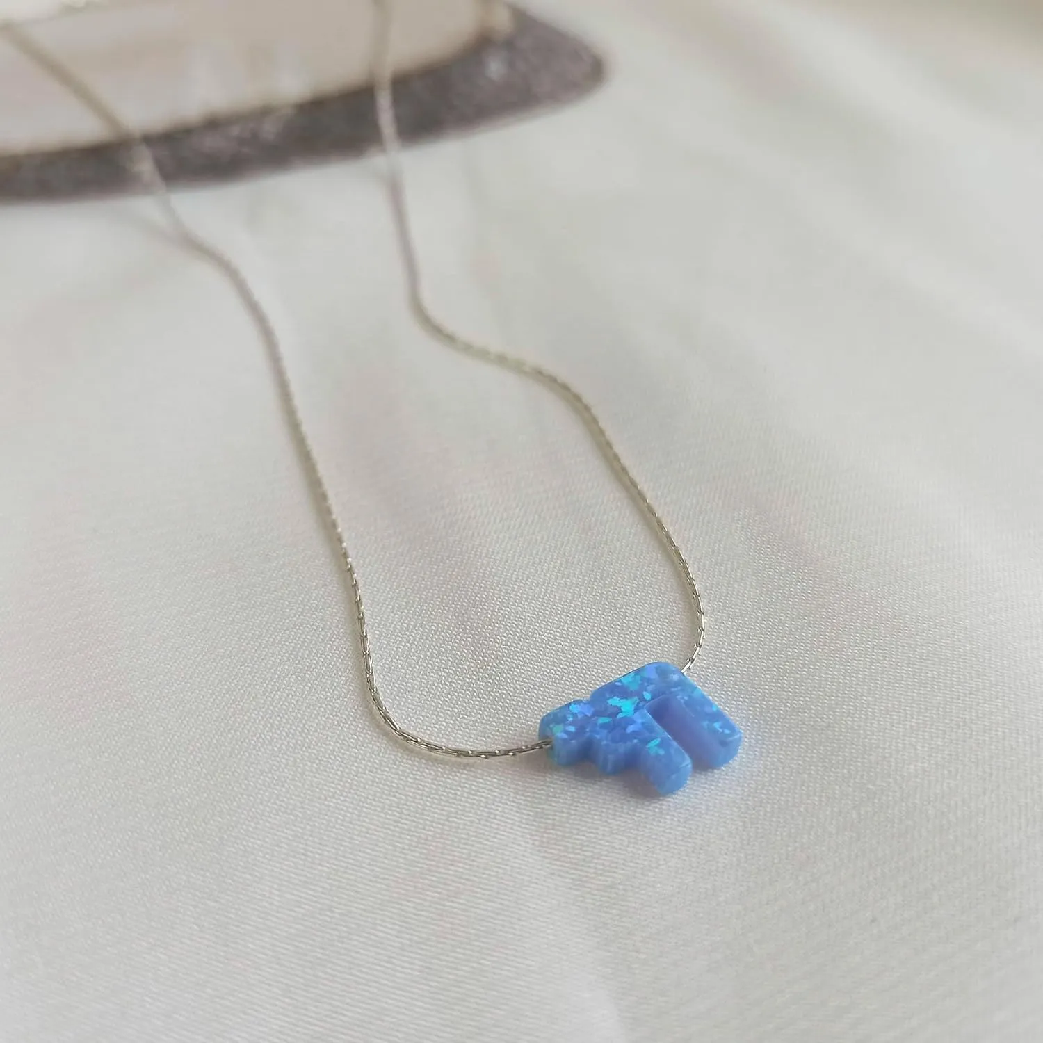 Blue Opal Chai Necklace for Women - Designer Handmade Jewish Jewelry Protection Necklace From Israel- 16 inch   2 inch extending chain (Sky Blue, Sterling Silver)