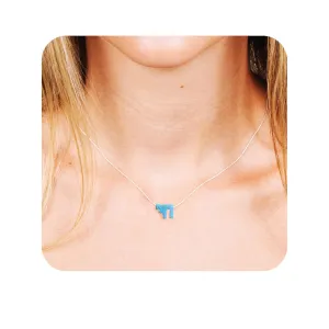 Blue Opal Chai Necklace for Women - Designer Handmade Jewish Jewelry Protection Necklace From Israel- 16 inch   2 inch extending chain (Sky Blue, Sterling Silver)