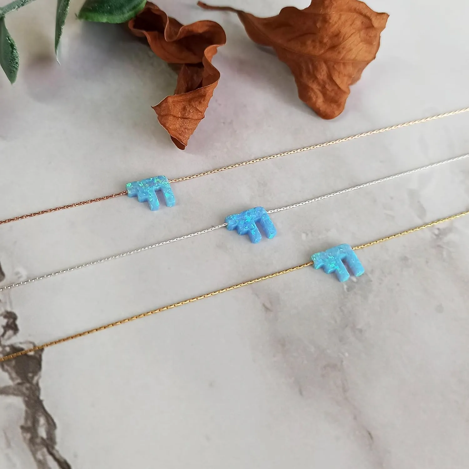 Blue Opal Chai Necklace for Women - Designer Handmade Jewish Jewelry Protection Necklace From Israel- 16 inch   2 inch extending chain (Sky Blue, Sterling Silver)