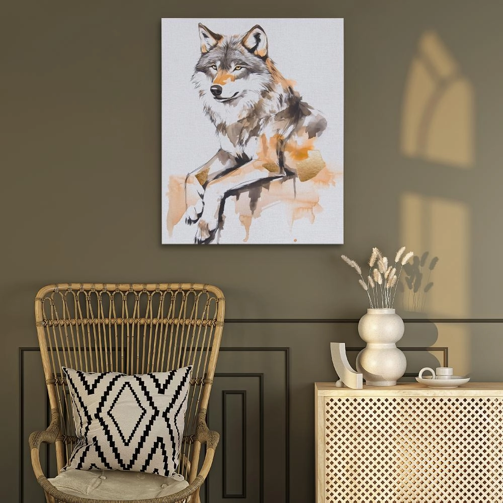 Blush and Gold Wolf