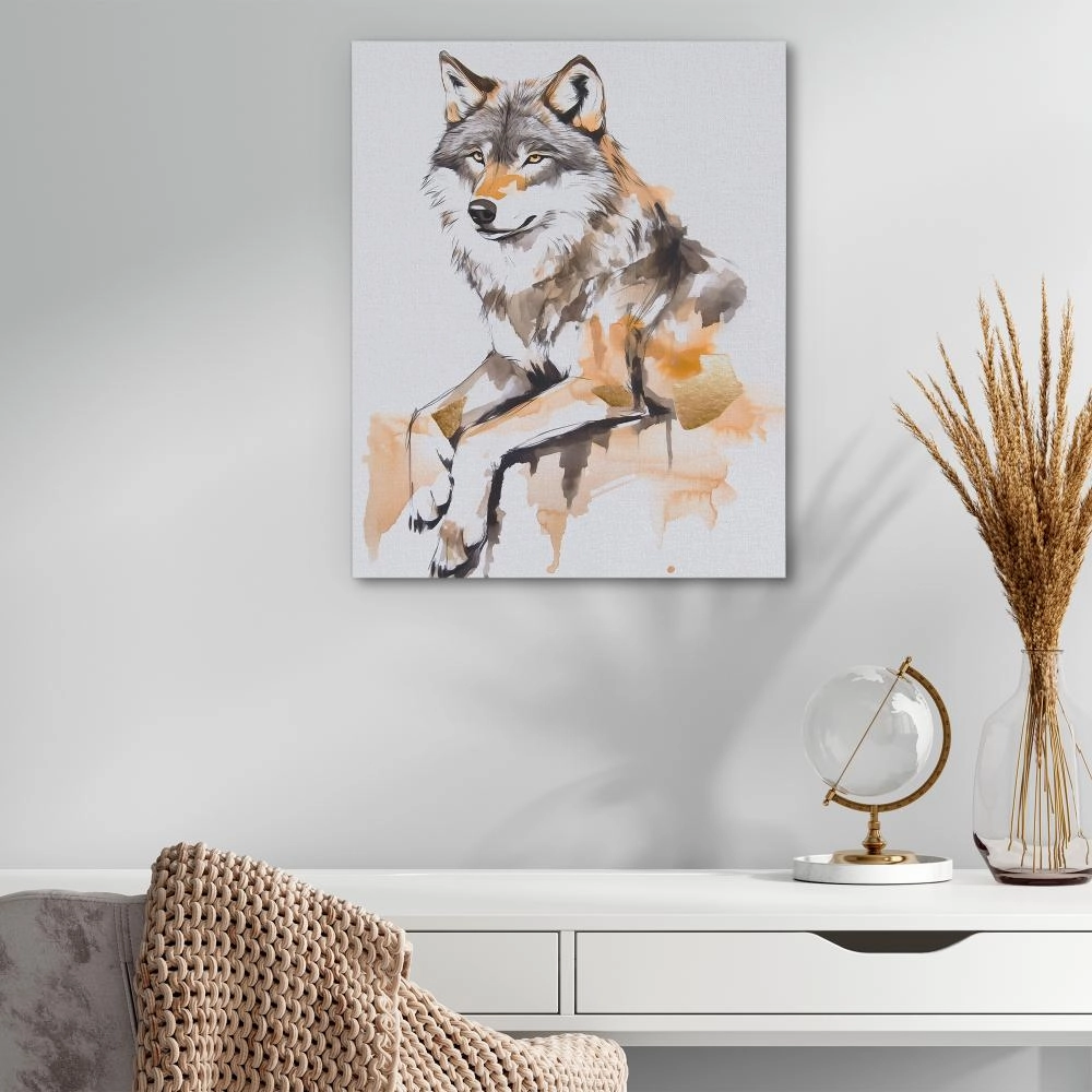 Blush and Gold Wolf