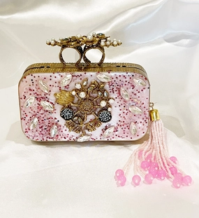 Blush Elegance Embellished Clutch
