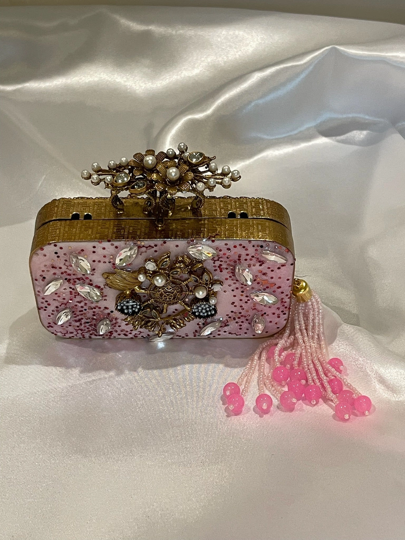 Blush Elegance Embellished Clutch