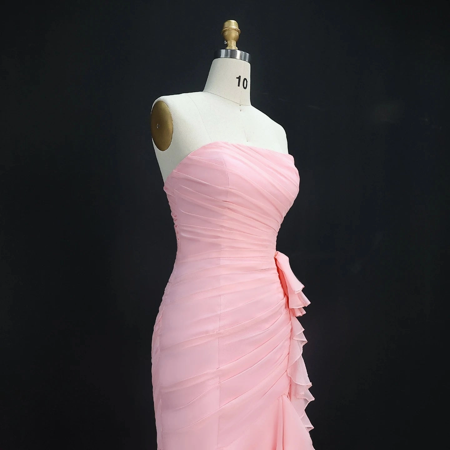 Blush Pink Ruffles Strapless Mermaid Evening Dress SF077
