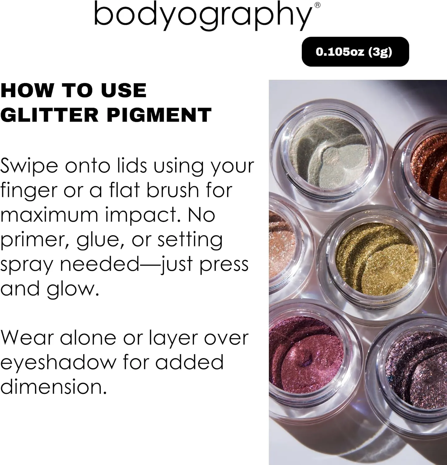 Bodyography Glitter Pigment - Stellar Rose Gold Copper for Women - 0.105 oz Eye Shadow