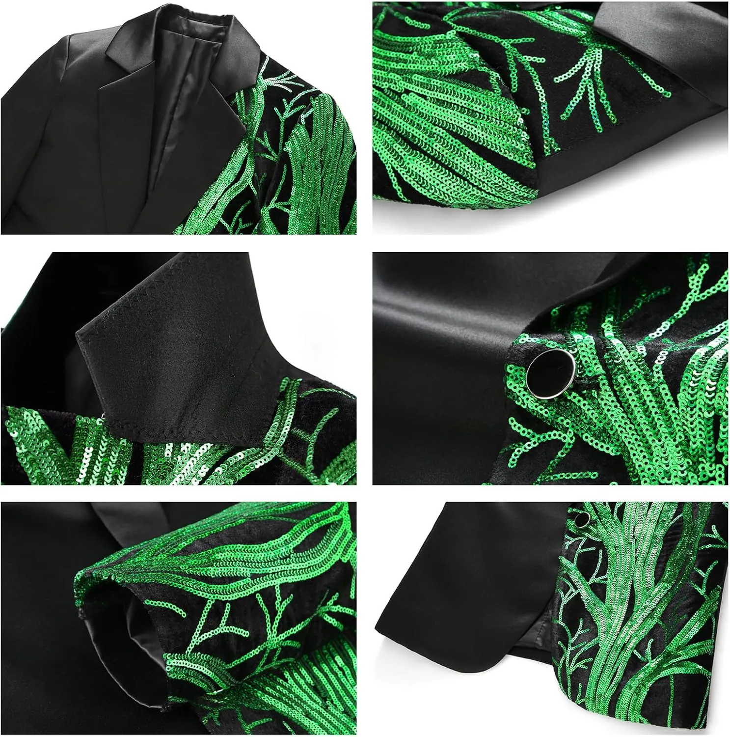 Boys Formal Tuxedo Suit Set Size 4-16 Sequin Blazer 2 Piece Satin Jacket Black Pants Kids and Teen Boys Dress Outfit