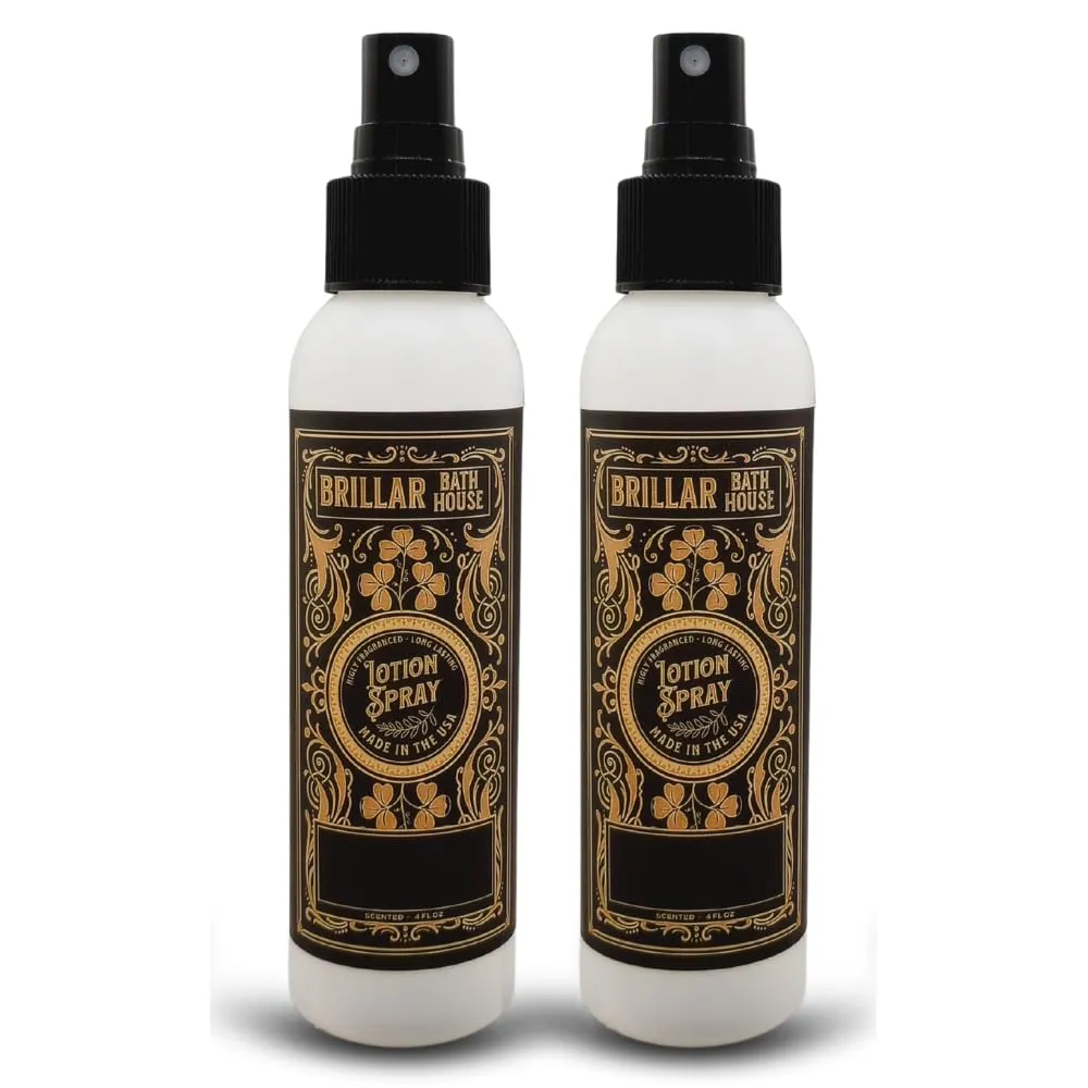 Brillar Bath House Peach Clove & Cardamom Scented Shimmering Sprayable Lotion, 4 Oz (2 Pack)