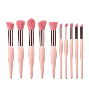 Brush Makeup Brushes 10PCS Set Powder Eyeshadow Foundation Cosmetic Brush Brush Happy Shop Makeup Brush (Pink, One Size)