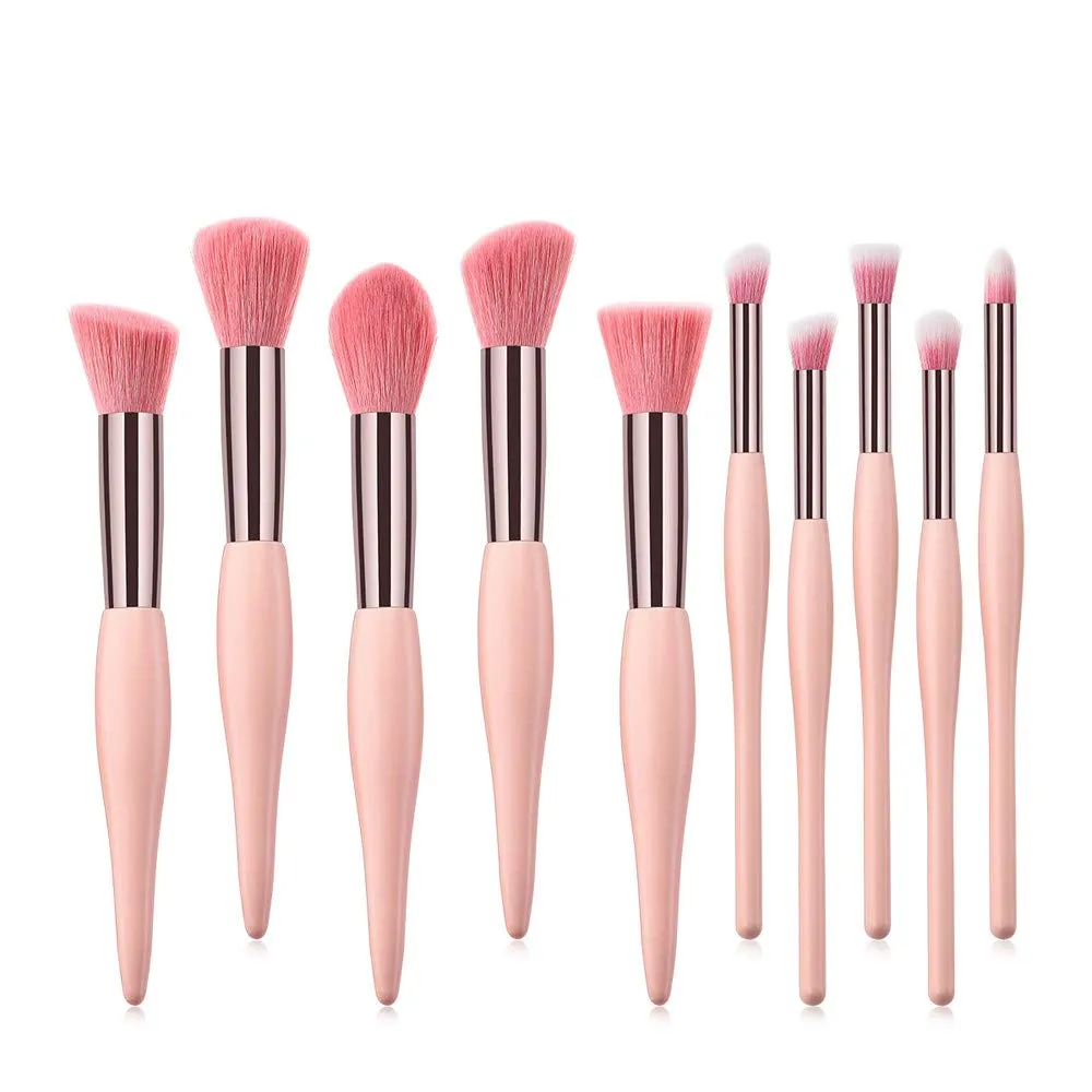 Brush Makeup Brushes 10PCS Set Powder Eyeshadow Foundation Cosmetic Brush Brush Happy Shop Makeup Brush (Pink, One Size)