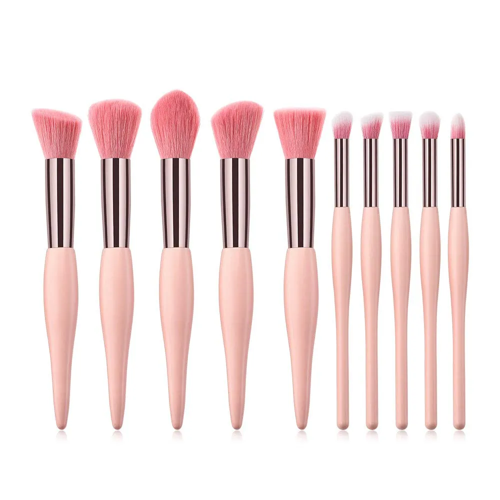 Brush Makeup Brushes 10PCS Set Powder Eyeshadow Foundation Cosmetic Brush Brush Happy Shop Makeup Brush (Pink, One Size)