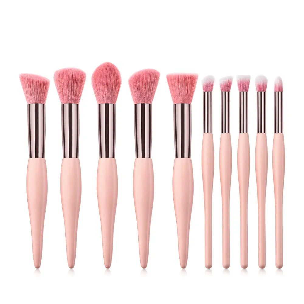 Brush Makeup Brushes 10PCS Set Powder Eyeshadow Foundation Cosmetic Brush Brush Happy Shop Makeup Brush (Pink, One Size)