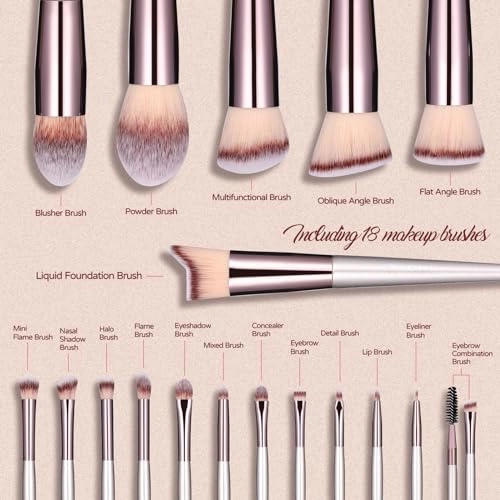 BS-MALL Makeup Brush Set 18 Pcs Premium Synthetic Foundation Powder Concealers Eye shadows Blush Makeup Brushes with black case