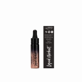 Certified Organic Resplendent Liquid Stardust Face and Body Intense Highlighter 02 Golden Pink. Made with Cornflower Water. Organic. Vegan. Nickel Tested. Cruelty-Free. Made in Italy
