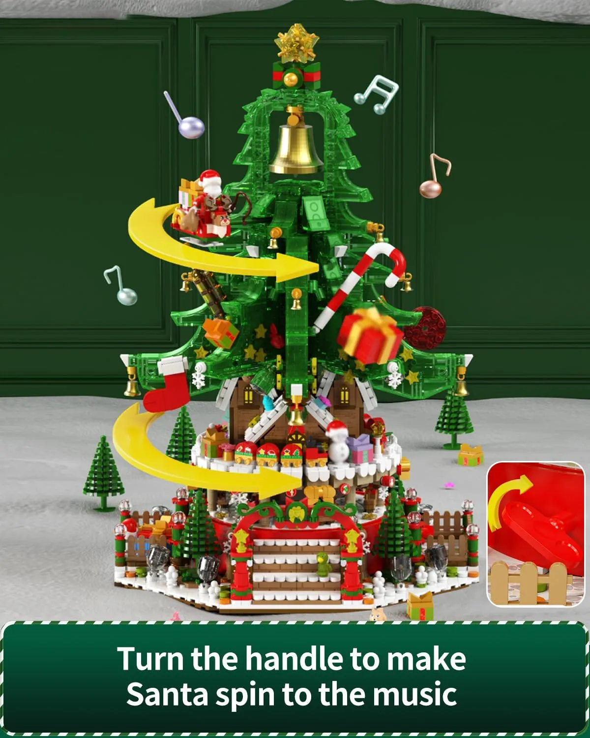 Christmas Building Blocks Music Box Set With Lights, Melody Land 2963 Pieces, Tree Rotating With Music, Holiday Decoration Block Set, Creative Gifts for Kids Adults (605025)