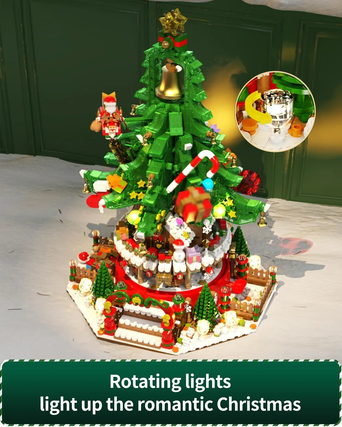 Christmas Building Blocks Music Box Set With Lights, Melody Land 2963 Pieces, Tree Rotating With Music, Holiday Decoration Block Set, Creative Gifts for Kids Adults (605025)