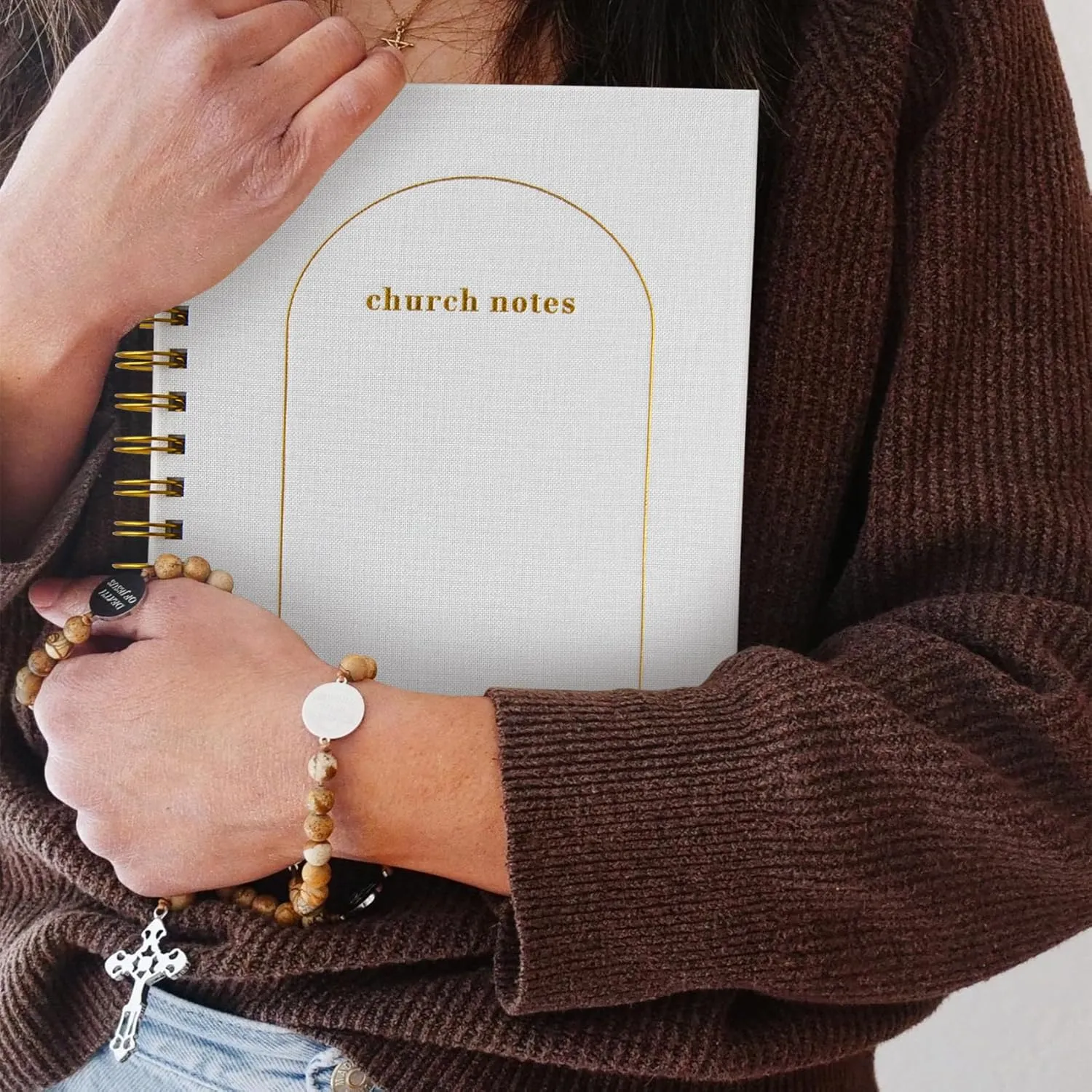 Church Notes Journal - Sermon Notes Christian Notebook - Bible Study Journal Original Linen Hardcover Guilded Notebook for Note Taking, Spiritual Growth - Bible Study Supplies Gift for Women and Men