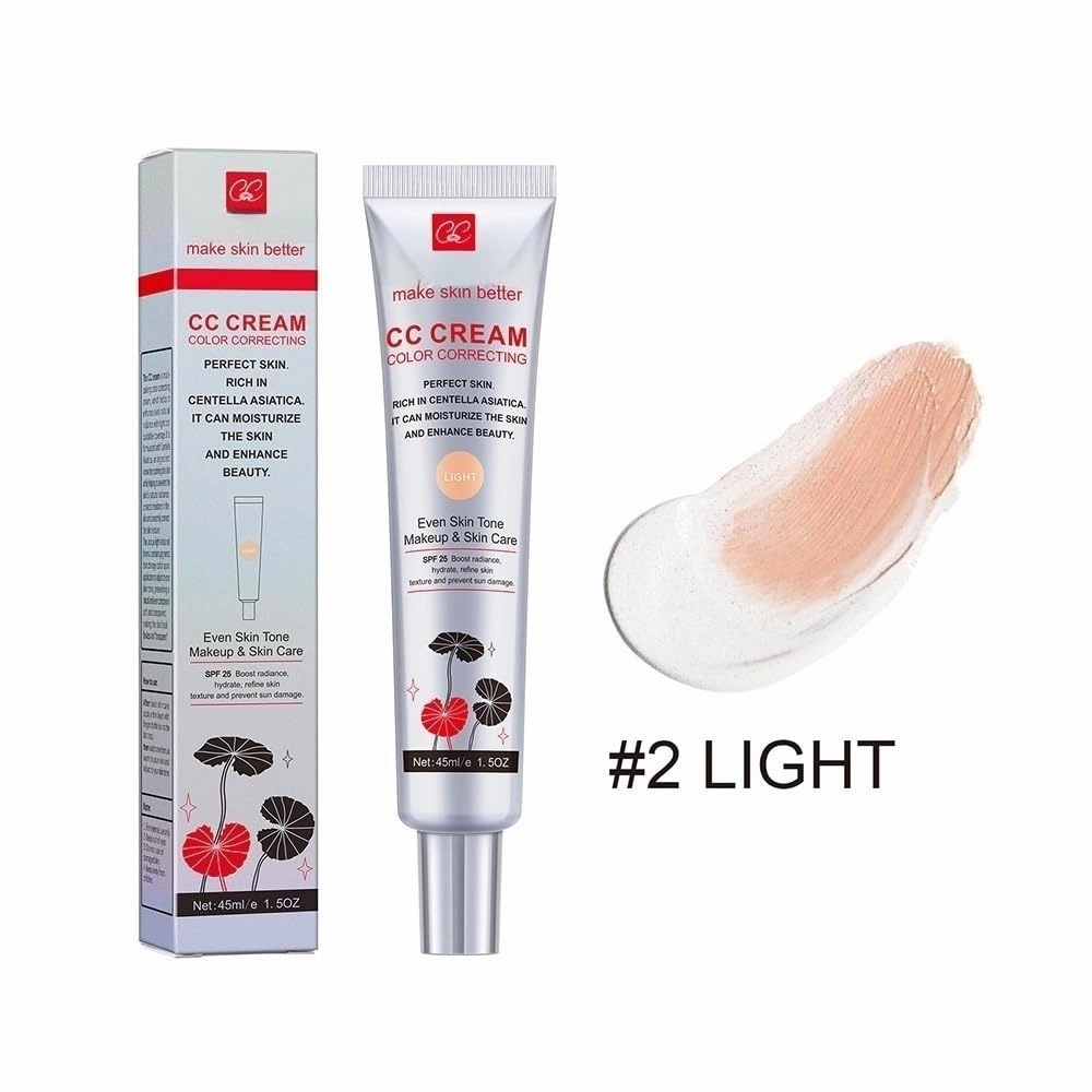 Cica CC Cream with Concealer-Hydrating,Anti-Aging,Natural Cover for SensitiveSkin-SPF 25,Lightweight, Long-LastingMakeup-1.5FIOz