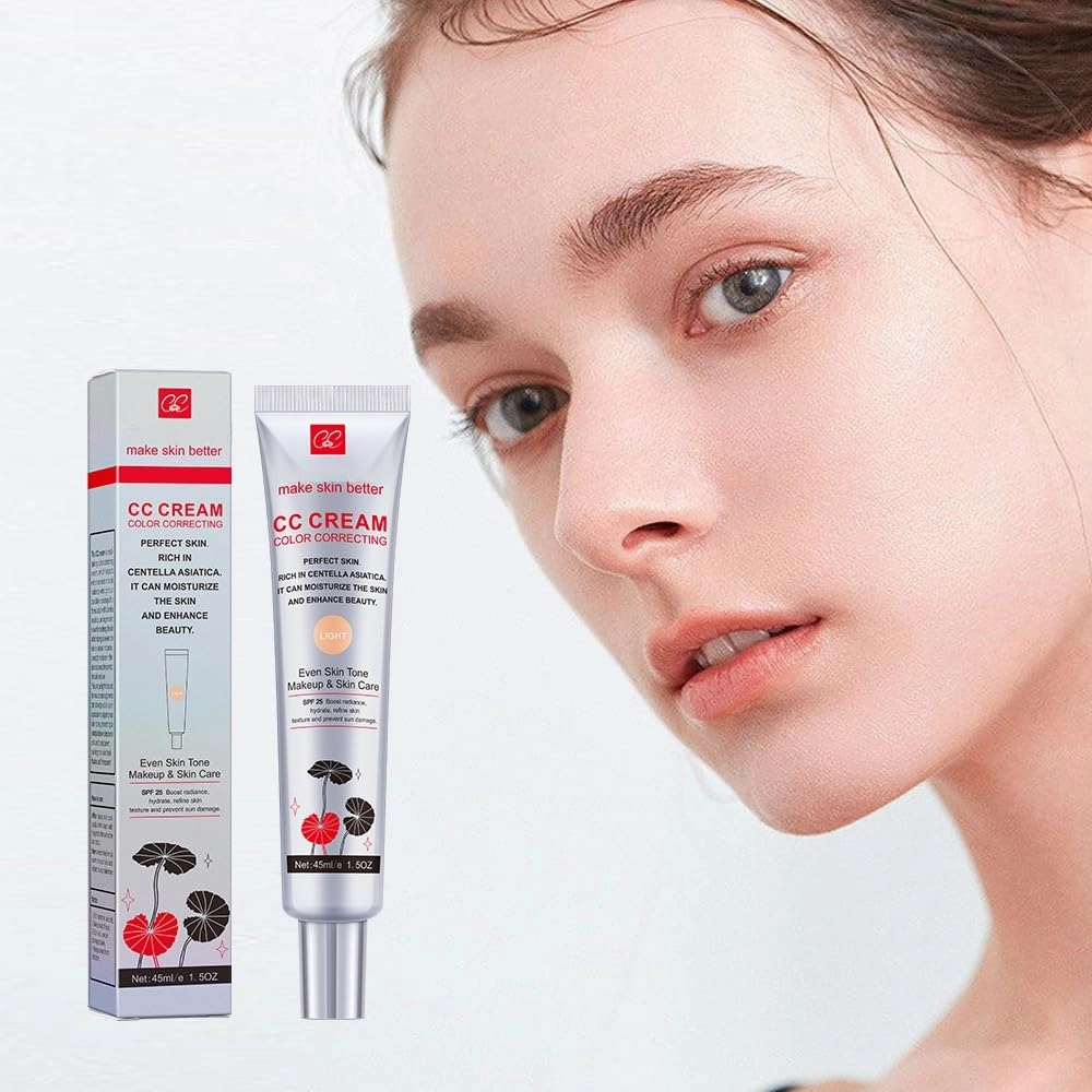 Cica CC Cream with Concealer-Hydrating,Anti-Aging,Natural Cover for SensitiveSkin-SPF 25,Lightweight, Long-LastingMakeup-1.5FIOz