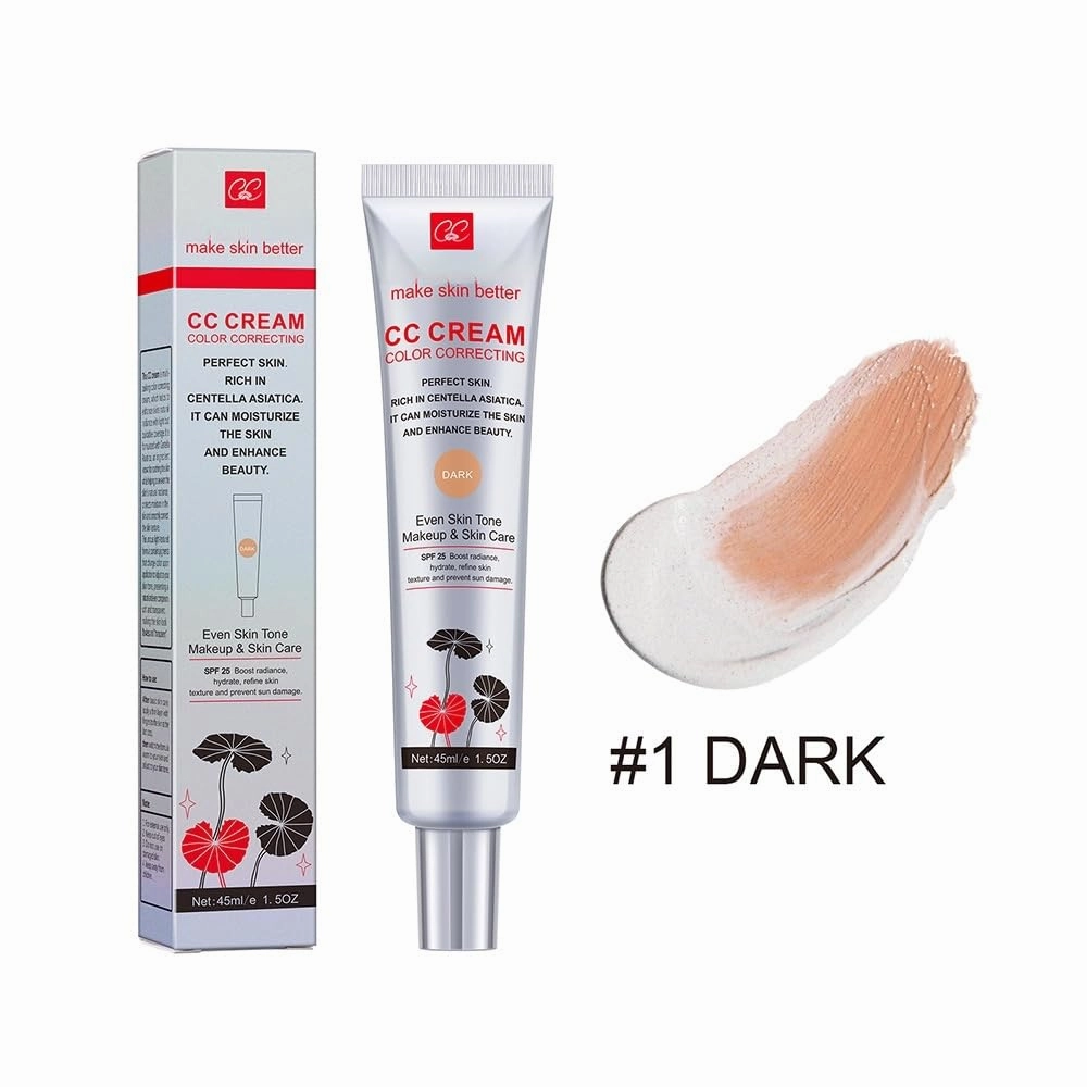 Cica CC Cream with Concealer-Hydrating,Anti-Aging,Natural Cover for SensitiveSkin-SPF 25,Lightweight, Long-LastingMakeup-1.5FIOz