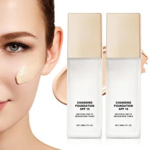 Color Changing Foundation, Magical Color Changing Foundation, Hydrating & Lightweight Face Makeup, Concealer, Hydrating, Natural and Light Suitable for All Skin Types (2pcs)