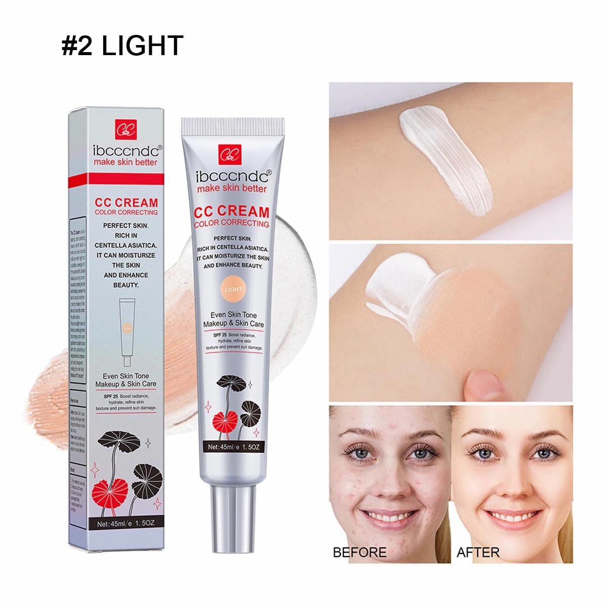 Color Correcting CC Cream with SPF 25,Full-Coverage Foundation,Hydrating Serum