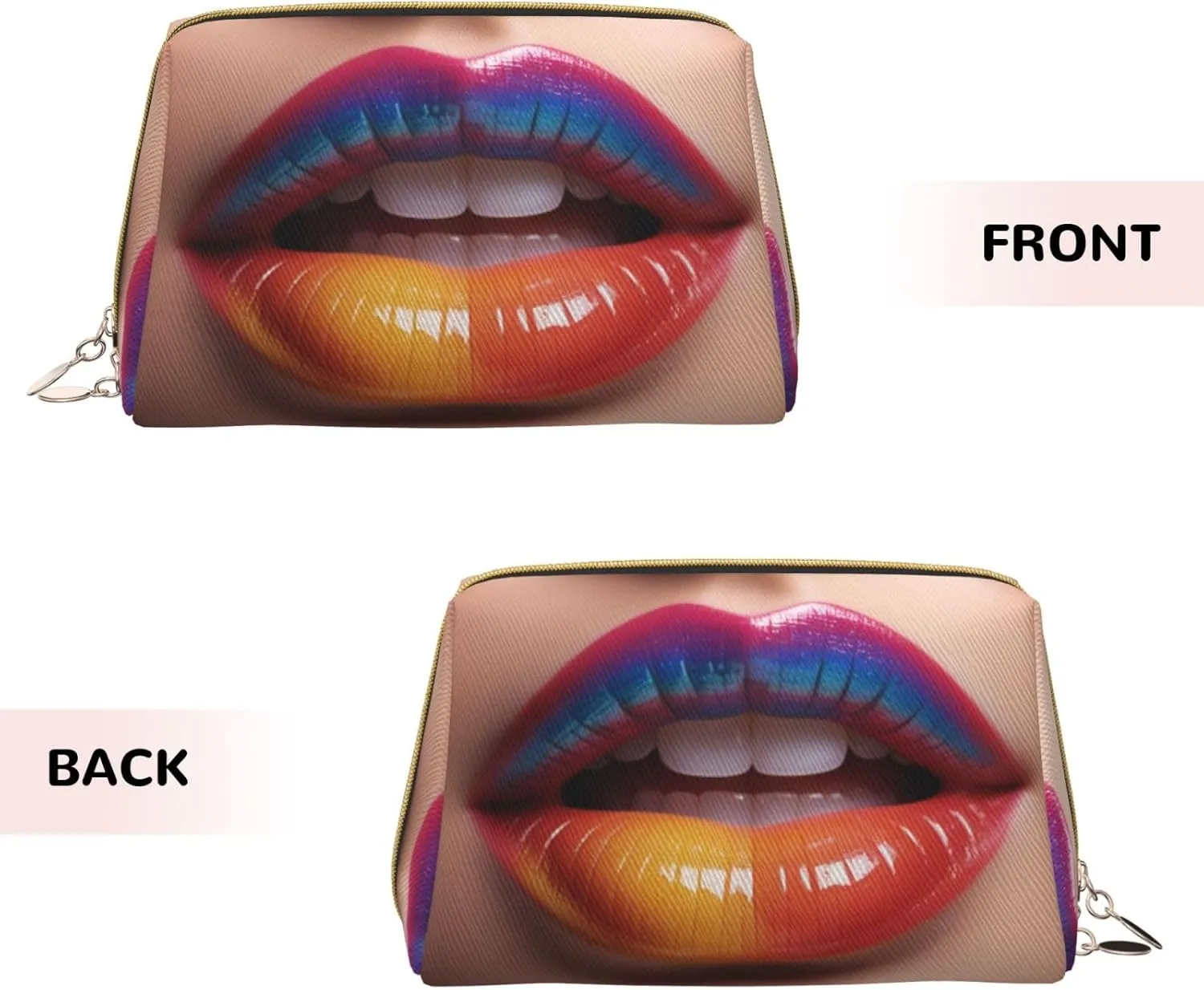 Colorful Woman Lip Printed Small Makeup Bag,Travel Cosmetic Bag Purse with Zipper,Water-resistant Makeup Organizer Bag for Women