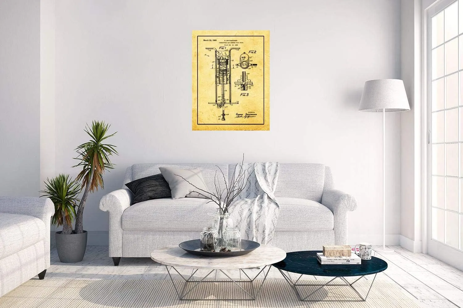Combustible Gas Powered Pogo Stick Patent Print Golden Look with Border (24" x 36") M14640