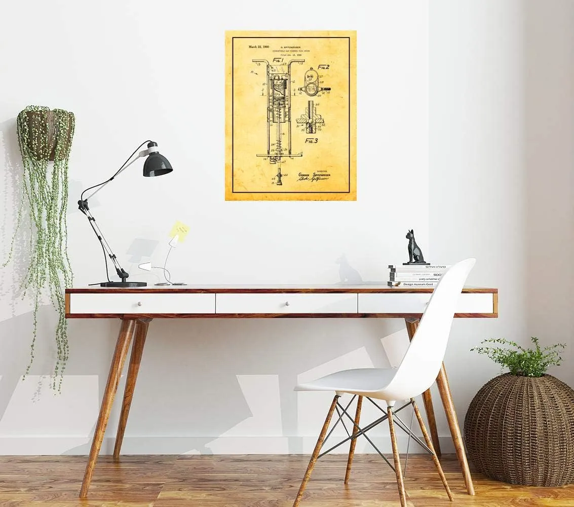 Combustible Gas Powered Pogo Stick Patent Print Golden Look with Border (24" x 36") M14640