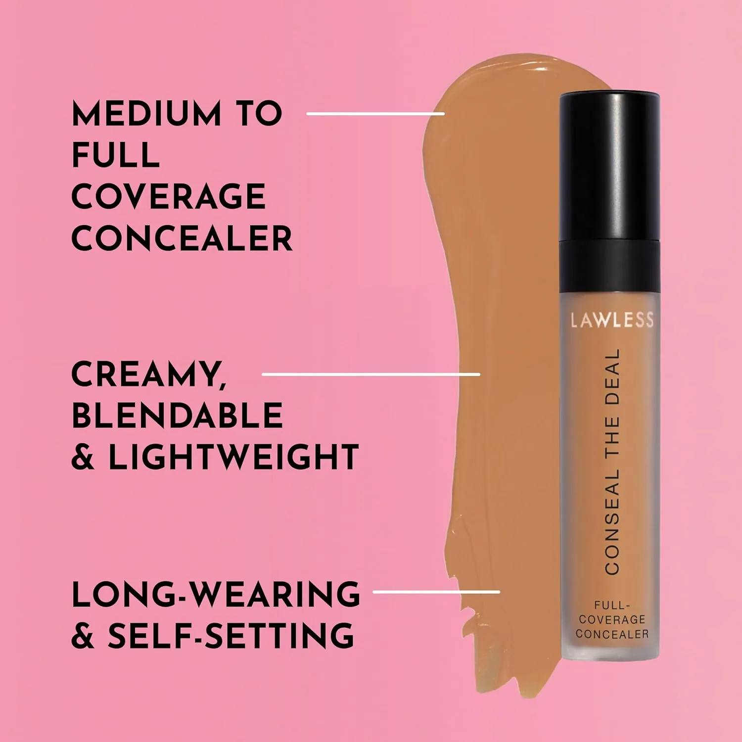 Conseal The Deal Lightweight Longwear Everyday Concealer - Bronze - with Antioxidants and Caffeine to Reduce Dark Circles and Puffiness. Long-Wearing and Self-Setting, Silicone-Free - 5 ml.