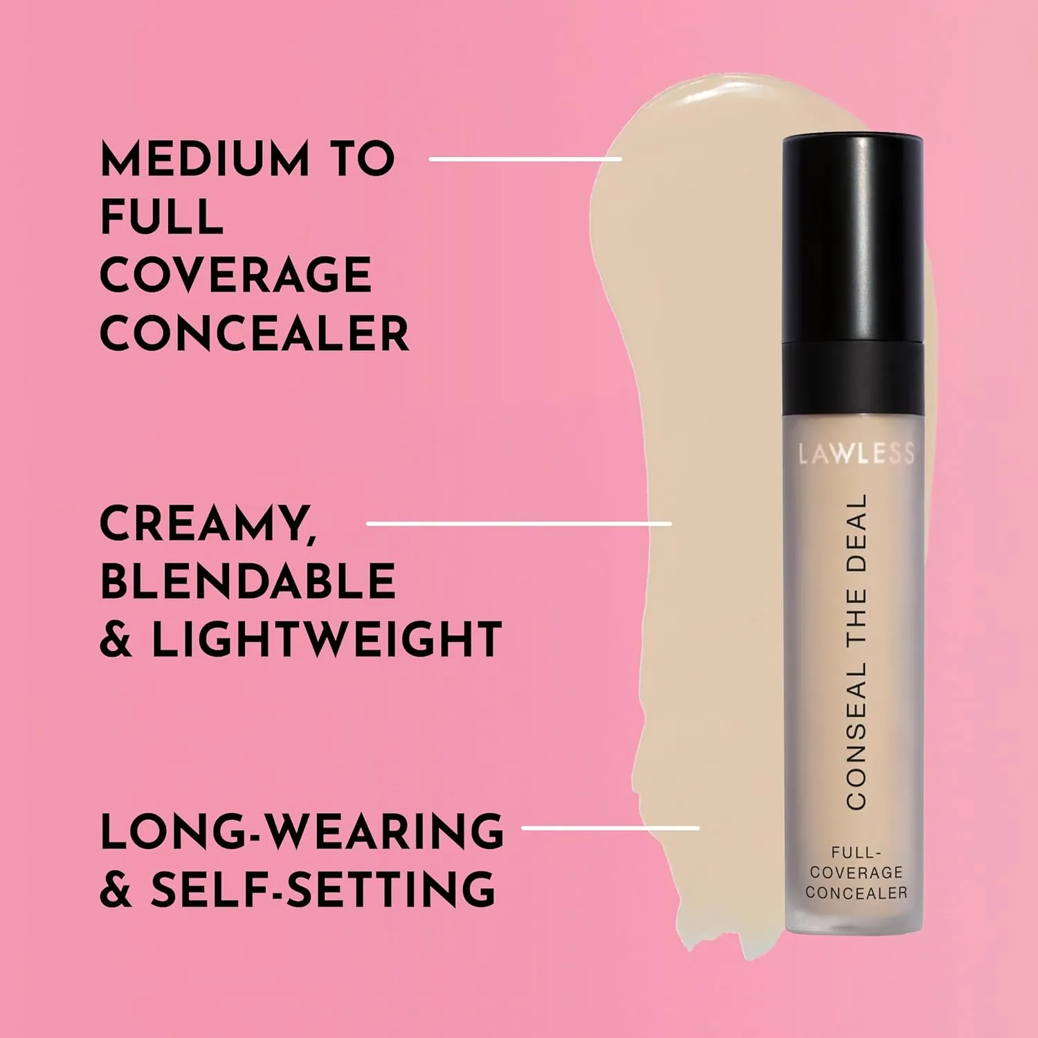 Conseal The Deal Lightweight Longwear Everyday Concealer - Buttercream - with Antioxidants and Caffeine to Reduce Dark Circles and Puffiness. Long-Wearing, Self-Setting, Silicone-Free - 5 ml