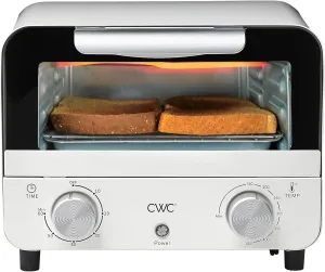 COOK WITH COLOR Mini Toaster Oven: 600W Power, Precision Timer, Auto Shutoff, and Culinary Delights Up To 450 Degrees, Cream